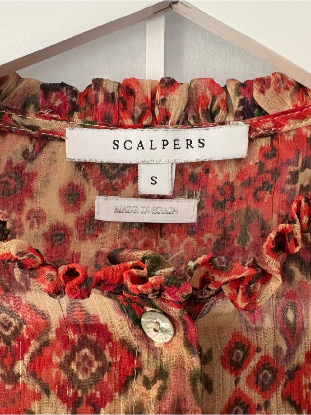 SCALPERS ROW Silk Ruffle Button-Front Blouse Size S Small - Picture 3 of 4